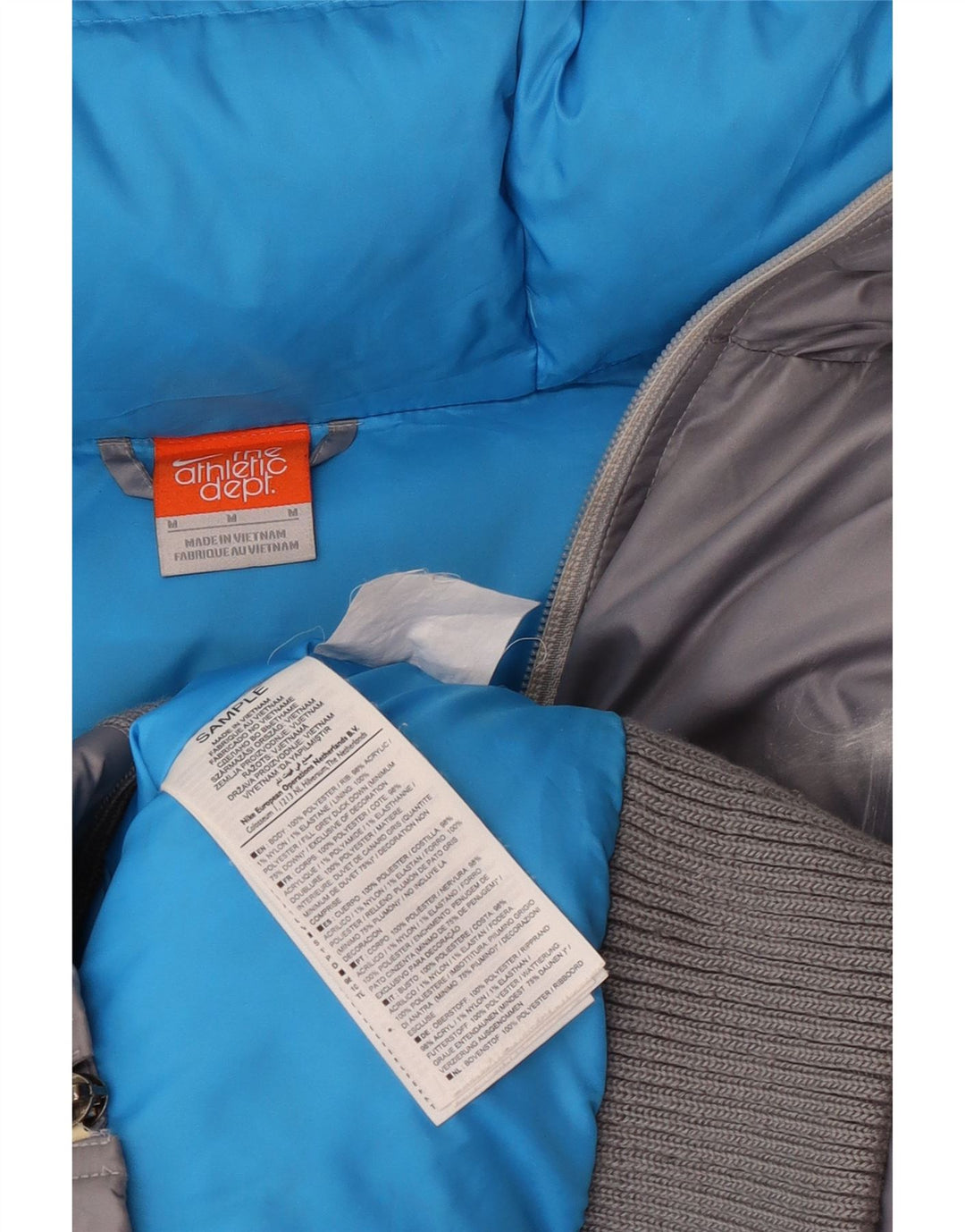 Giacca imbottita con cappuccio Nike da uomo UK 38 Poliestere grigio medio