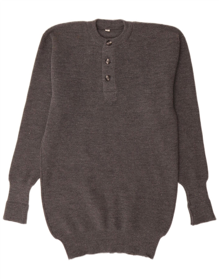 Maglione vintage da uomo girocollo IT 52 grande grigio