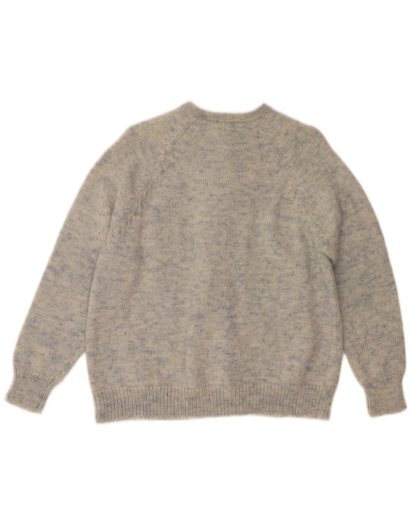 Maglione cardigan da donna vintage UK 16 grande blu screziato