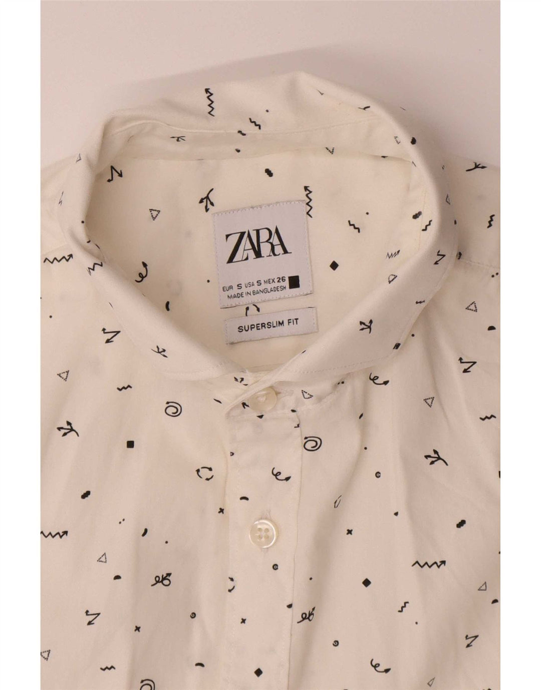 Camicia Zara da uomo super slim fit con motivo astratto, piccola bianca