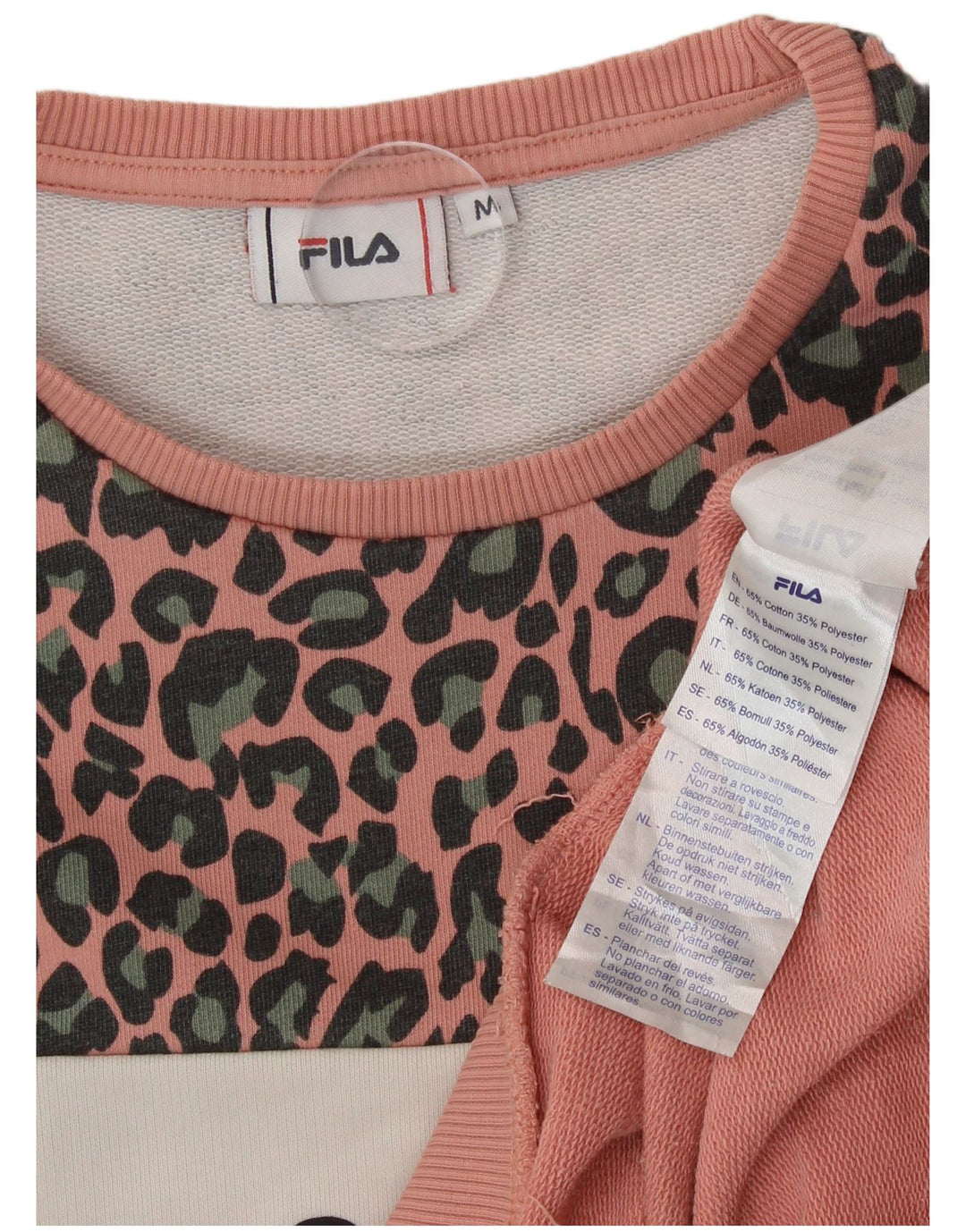 Felpa grafica da donna Fila Jumper UK 14 Cotone con stampa animalier rosa medio