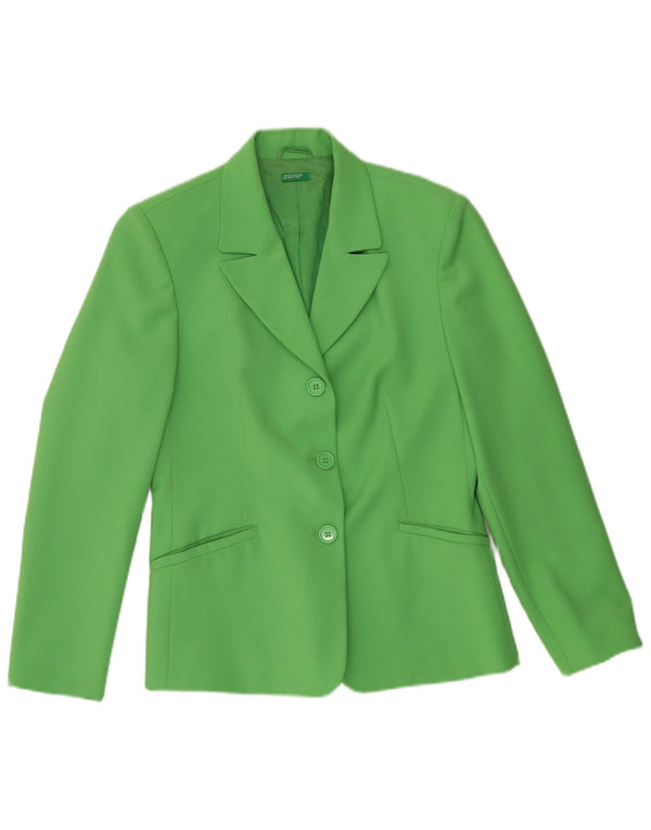 Giacca Blazer a 3 Bottoni da Donna Benetton IT 42 Verde Medio Poliestere