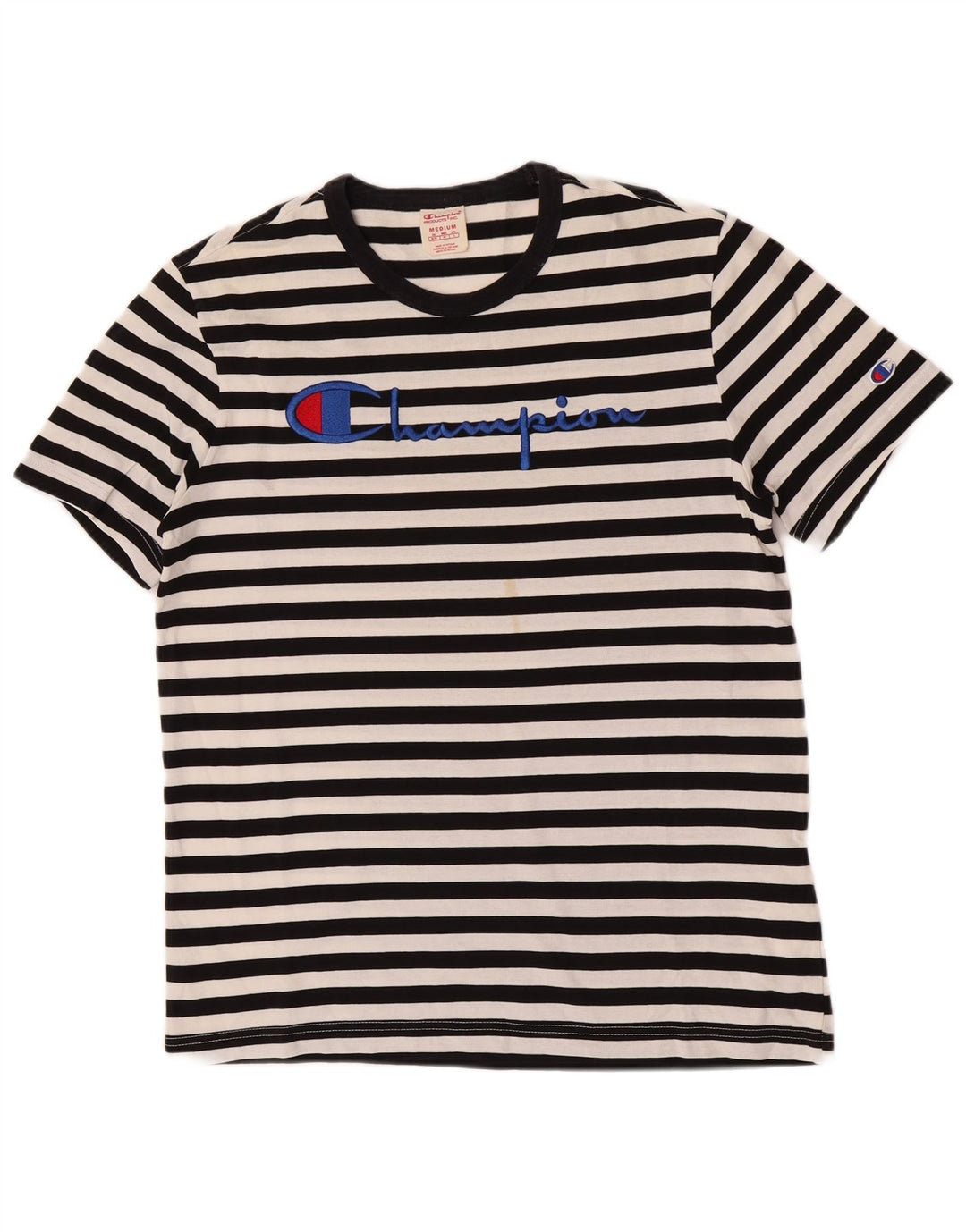 T-shirt grafica da uomo Champion Top in cotone a righe nere medie