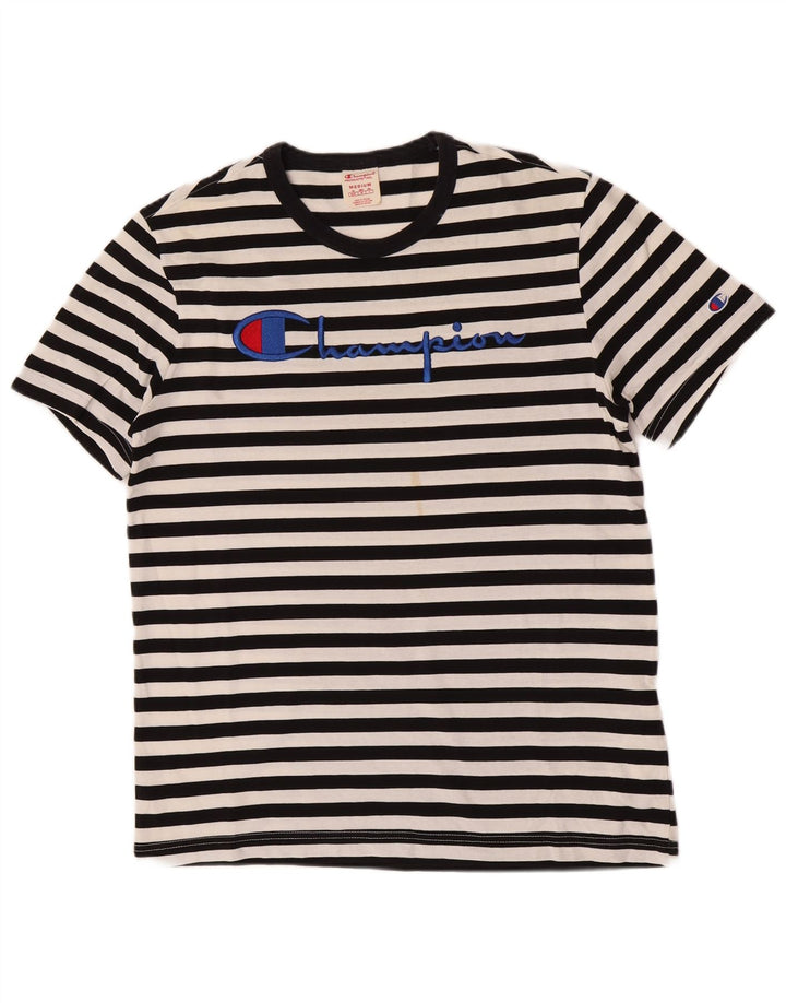 T-shirt grafica da uomo Champion Top in cotone a righe nere medie