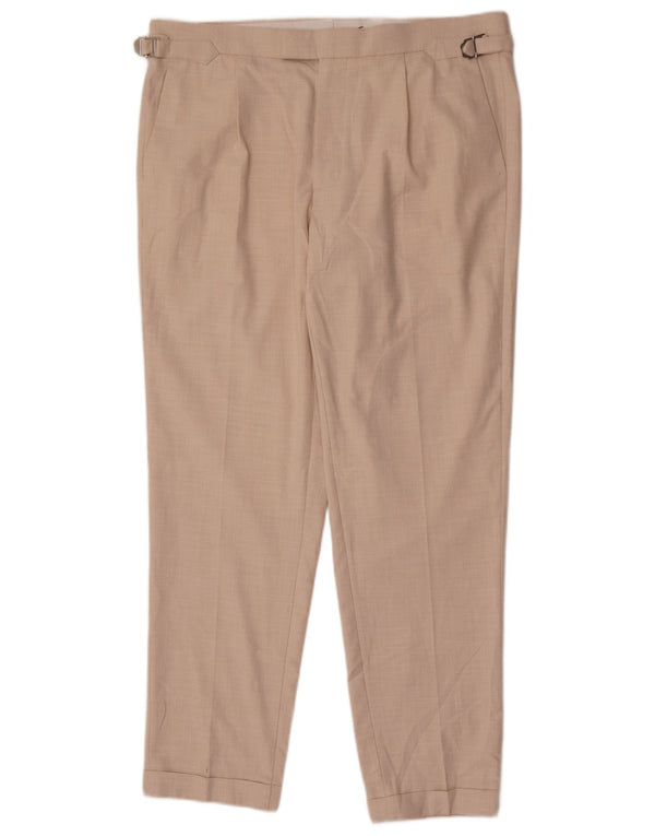 Pantaloni chino affusolati da uomo Marks & Spencer W36 L30 poliestere beige