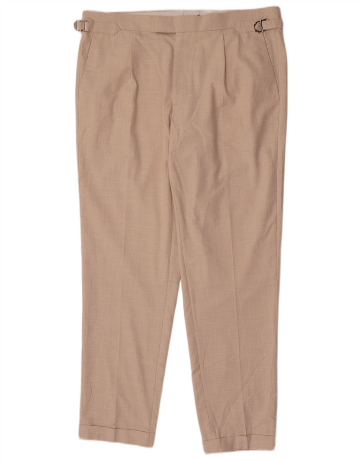 Pantaloni chino affusolati da uomo Marks & Spencer W36 L30 poliestere beige