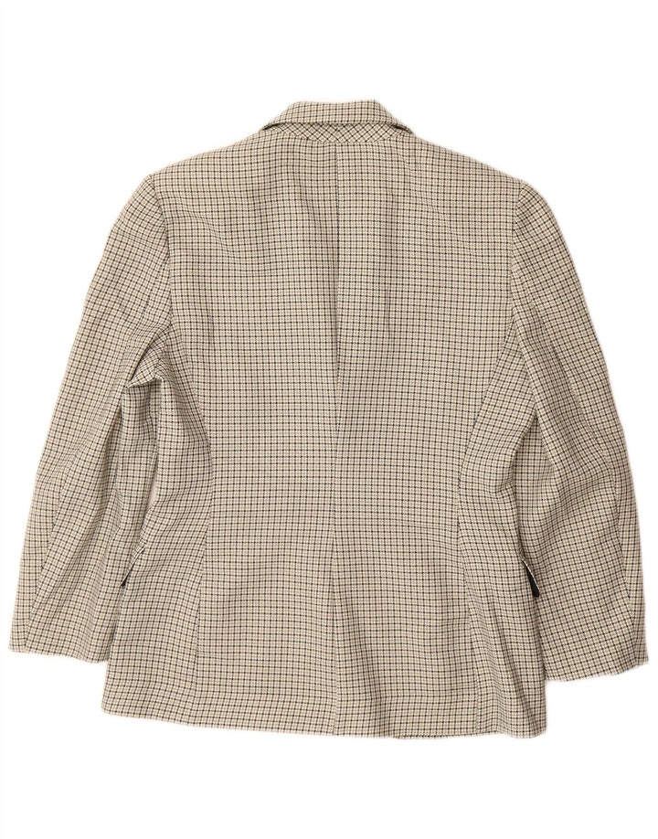 Giacca blazer da donna a 3 bottoni VINTAGE IT 46 grande lana pied de poule grigia
