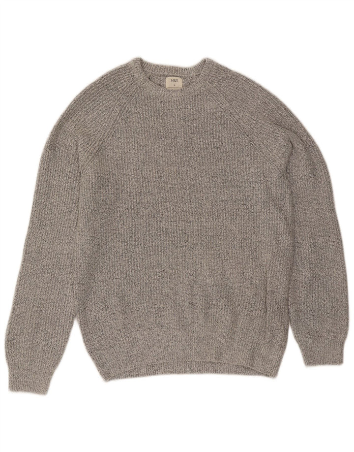 Maglione maglione girocollo da uomo Marks & Spencer grigio medio in poliammide