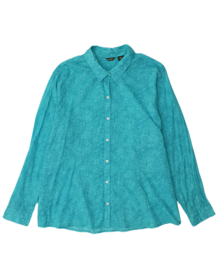 Camicia da donna con motivo astratto Eddie Bauer UK 20 2XL cotone blu