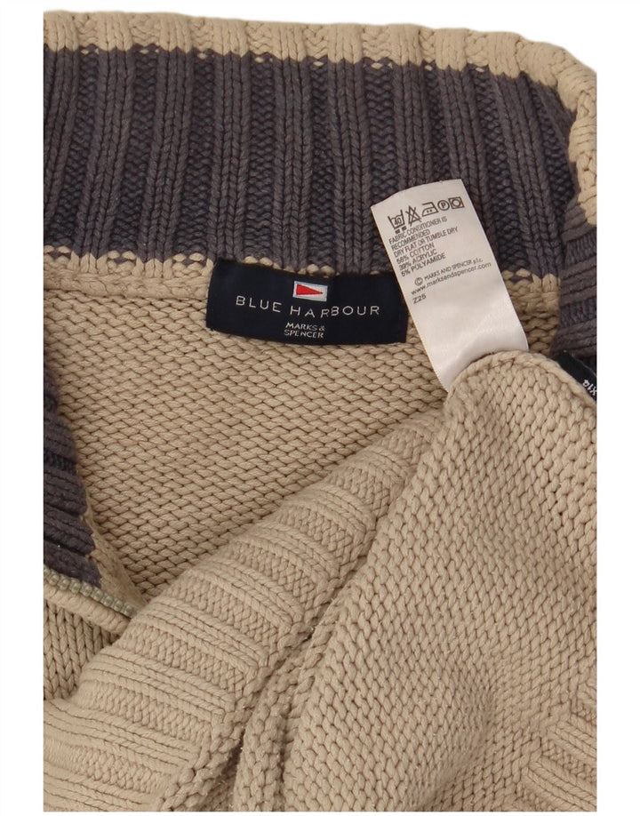 MARKS & SPENCER Maglione da uomo con collo con zip blu Harbour grande beige