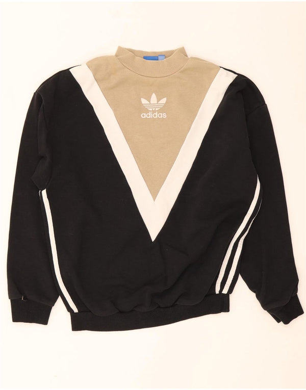 Adidas Womens Graphic Sweatshirt Jumper UK 8 Small Black Colourblock