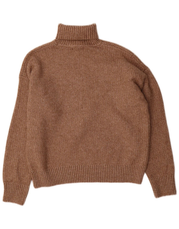 Maglione maglione a collo alto da donna Marks & Spencer UK 16 grande poliestere marrone