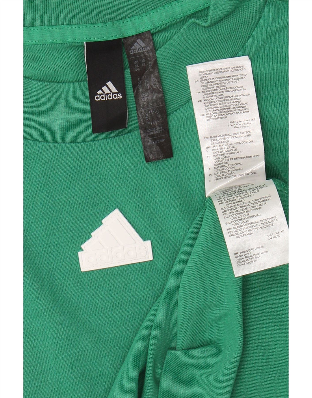 T-shirt corta oversize da donna ADIDAS UK 4/6 XS cotone verde