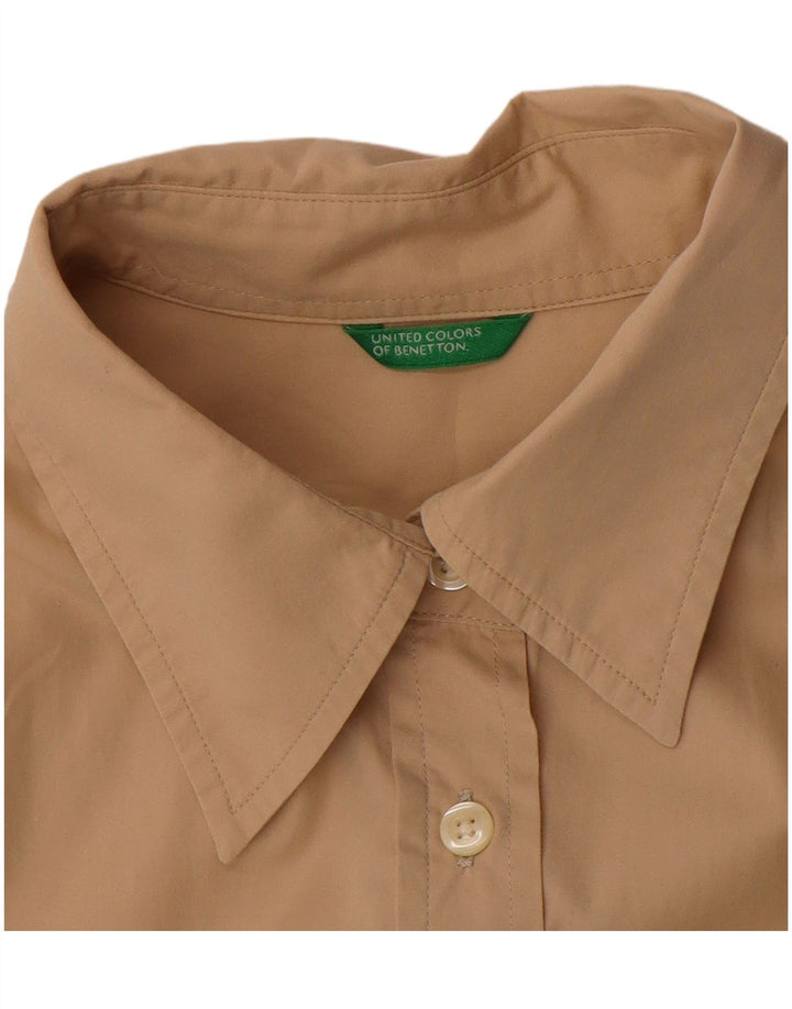 Camicia a maniche corte da donna Benetton UK 14 Large Beige