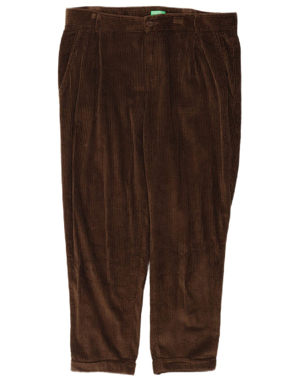 Pantaloni da uomo in velluto a coste corto Benetton W32 L24 Marrone