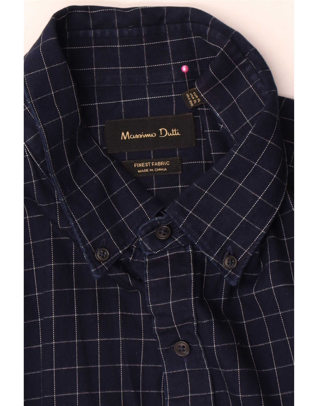 Camicia da uomo in flanella Massimo Dutti XL in cotone a quadri blu navy