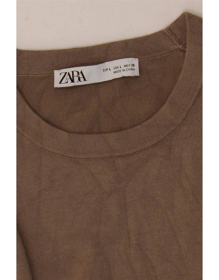 Maglione Girocollo Da Donna ZARA UK 14 Large Marrone