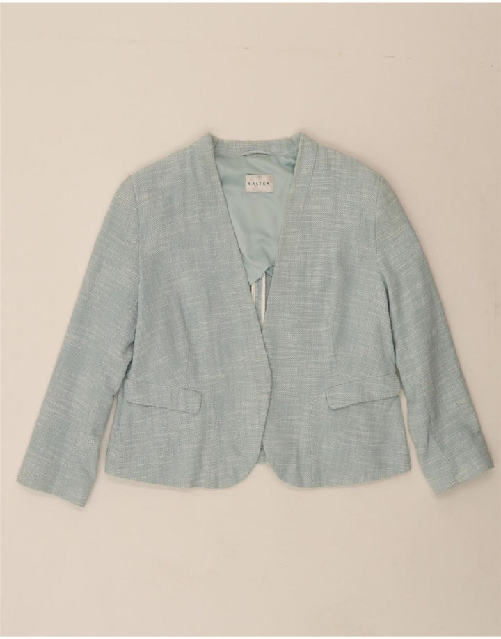 EASTEX Womens Crop 3/4 Sleeve Blazer Jacket UK 14 Medium  Blue Cotton Vintage Eastex and Second-Hand Eastex from Messina Hembry 