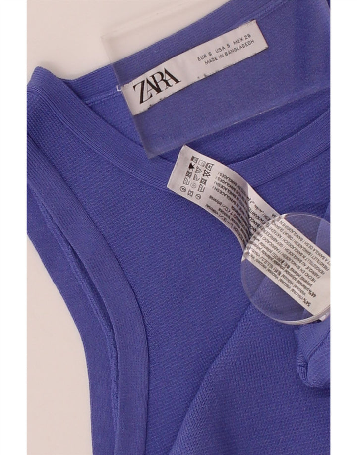 ZARA Womens Crop Top UK 8 Small Blue Viscose Vintage Zara and Second-Hand Zara from Messina Hembry 