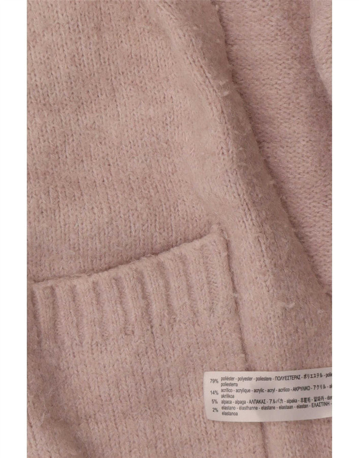 Maglione cardigan oversize a linea lunga da donna Zara UK 10 piccolo poliestere rosa