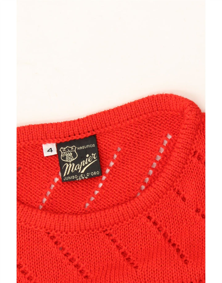 MAPIER Womens Short Sleeve Crew Neck Jumper Sweater UK 4 XS Red Vintage Mapier and Second-Hand Mapier from Messina Hembry 