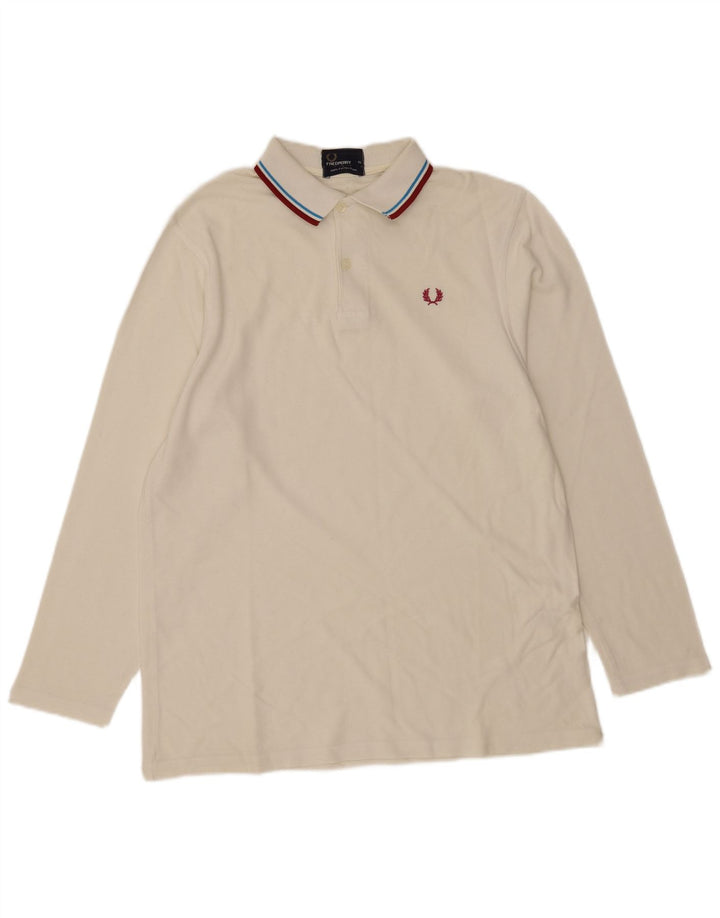 Polo a maniche lunghe da uomo Fred Perry XL in cotone bianco