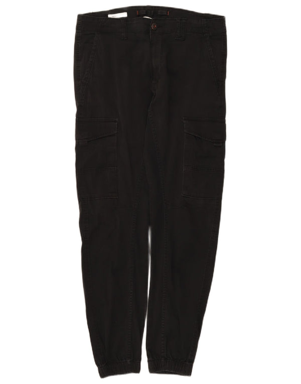 Pantaloni cargo da uomo Jack & Jones Paul affusolati Joggers W32 L29 cotone nero