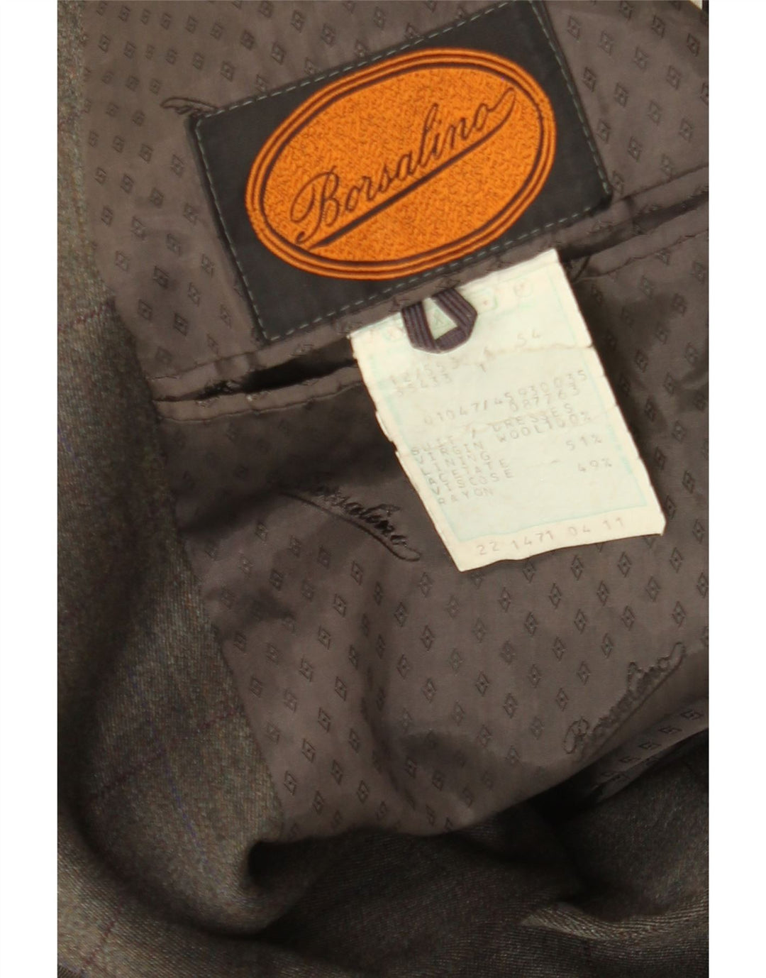 Giacca Blazer da Uomo a 2 Bottoni Borsalino IT 54 2XL Lana a quadri Grigia