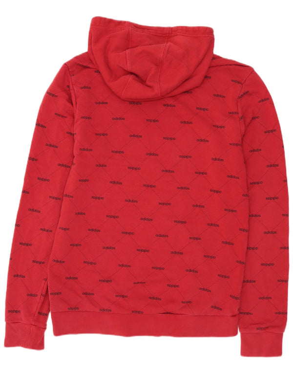 Maglione con cappuccio grafico da uomo ADIDAS piccolo in cotone rosso