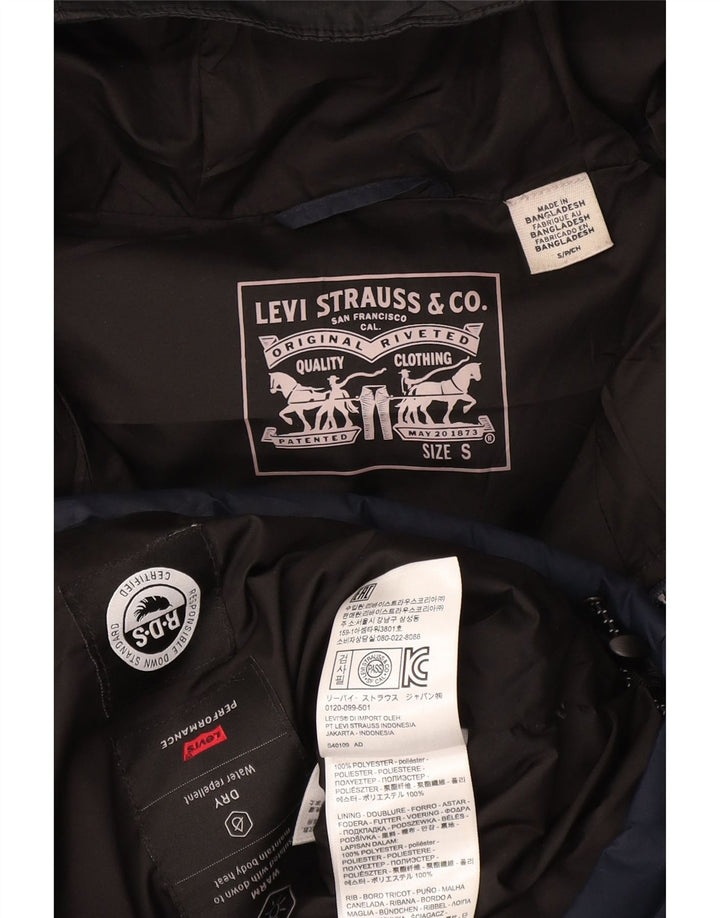 Giacca imbottita con cappuccio da uomo Levi's UK 36 Small poliestere blu navy