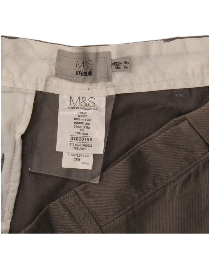 Pantaloni chino vestibilità regolare da uomo Marks & Spencer W40 L31 cotone grigio