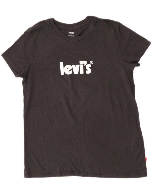 T-shirt grafica da donna Levi's Top UK 14 cotone nero medio