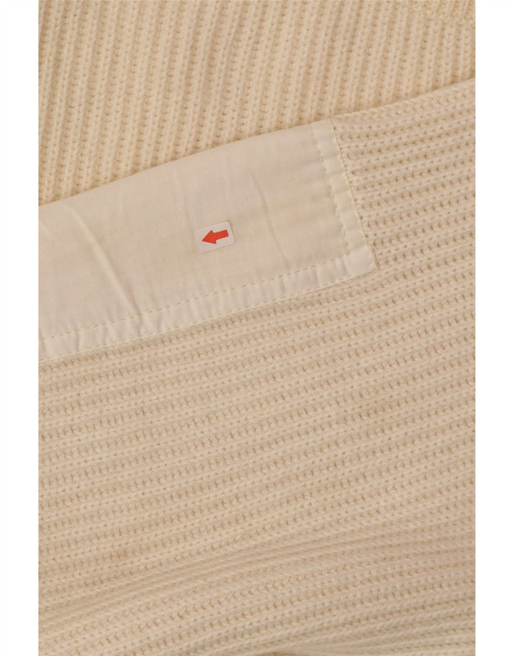 Maglione girocollo da uomo vintage in lana color block beige grande