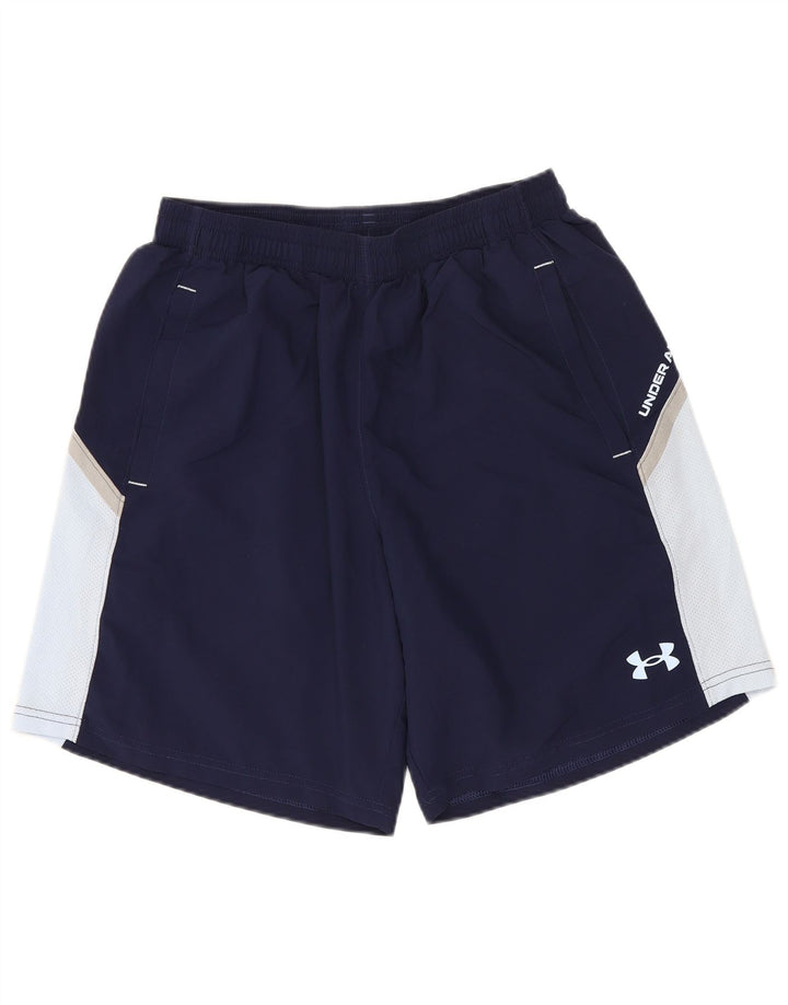 Pantaloncini sportivi da uomo Under Armour piccoli in poliestere color block blu navy