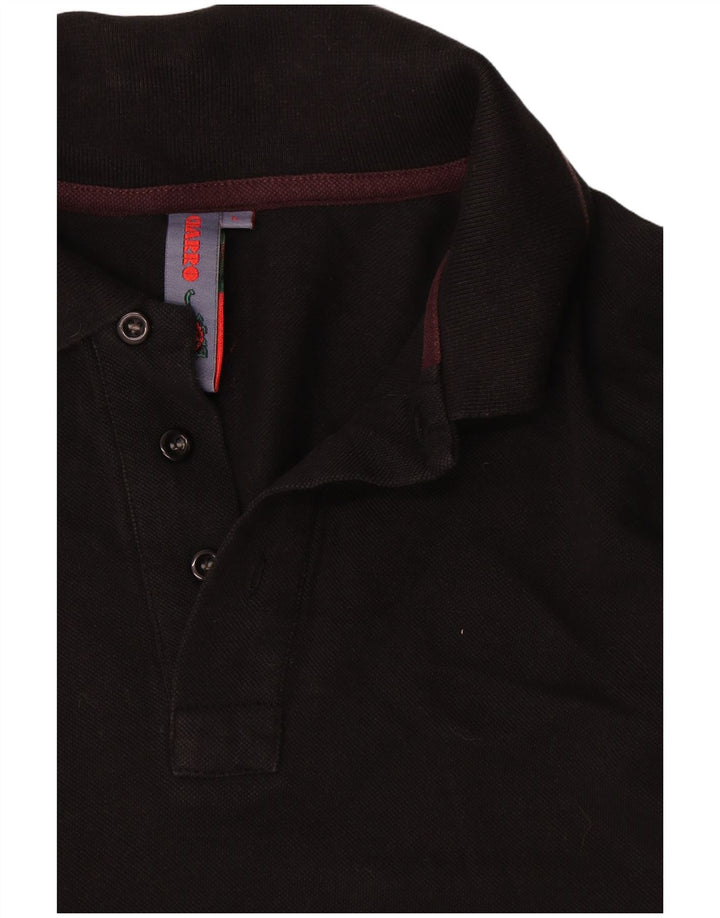 Polo da uomo a maniche lunghe Charro grande in cotone nero