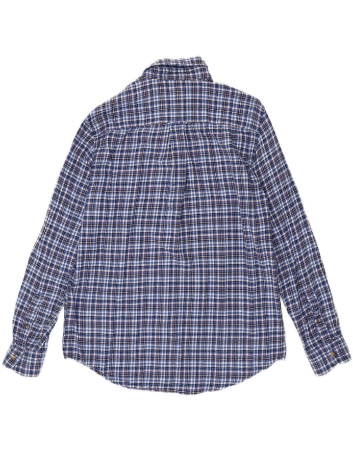 CHAPS Mens Flannel Shirt Medium Blue Check Cotton