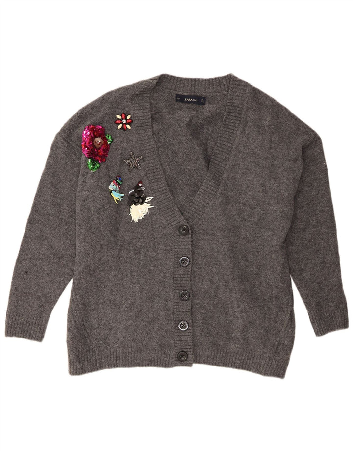 Maglione cardigan oversize da donna Zara UK 16 grande grigio