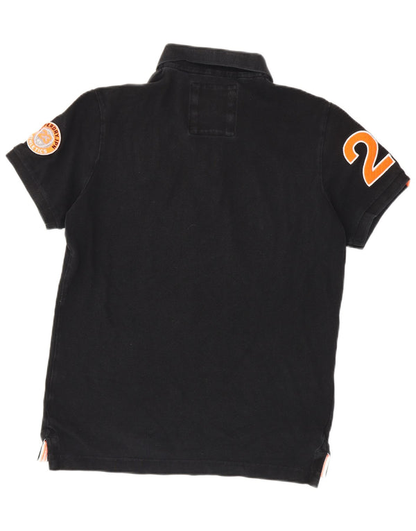 Polo da rugby grafica da uomo Superdry, grande, in cotone nero