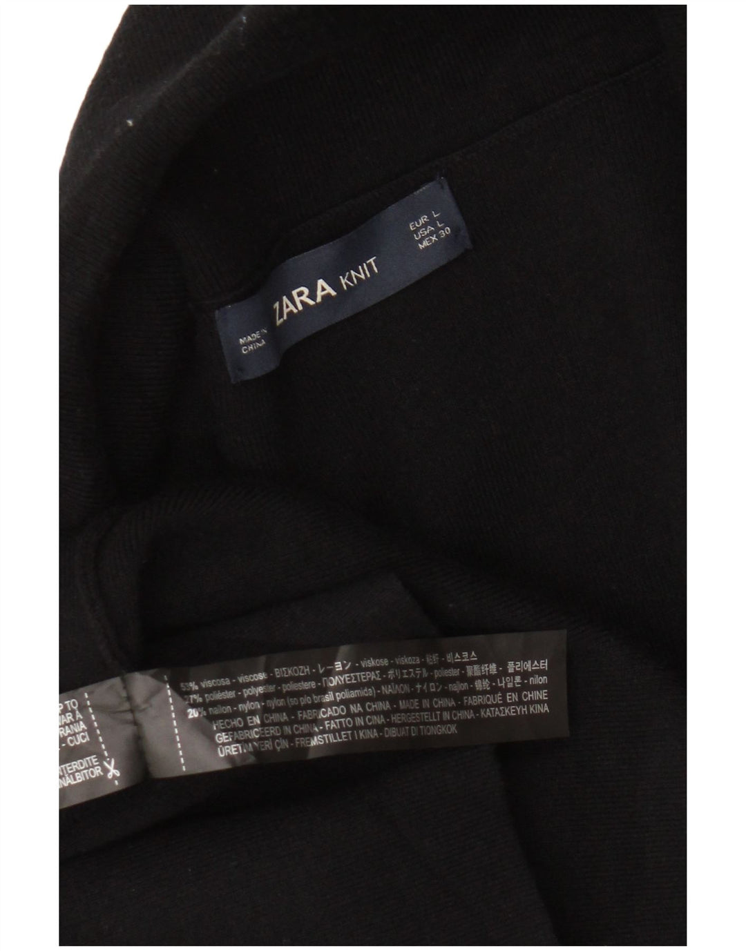 Maglione cardigan aperto da donna Zara UK 16 grande viscosa nera