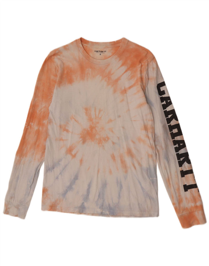Carhartt Top grafico da uomo a maniche lunghe piccolo in cotone tie-dye multicolore