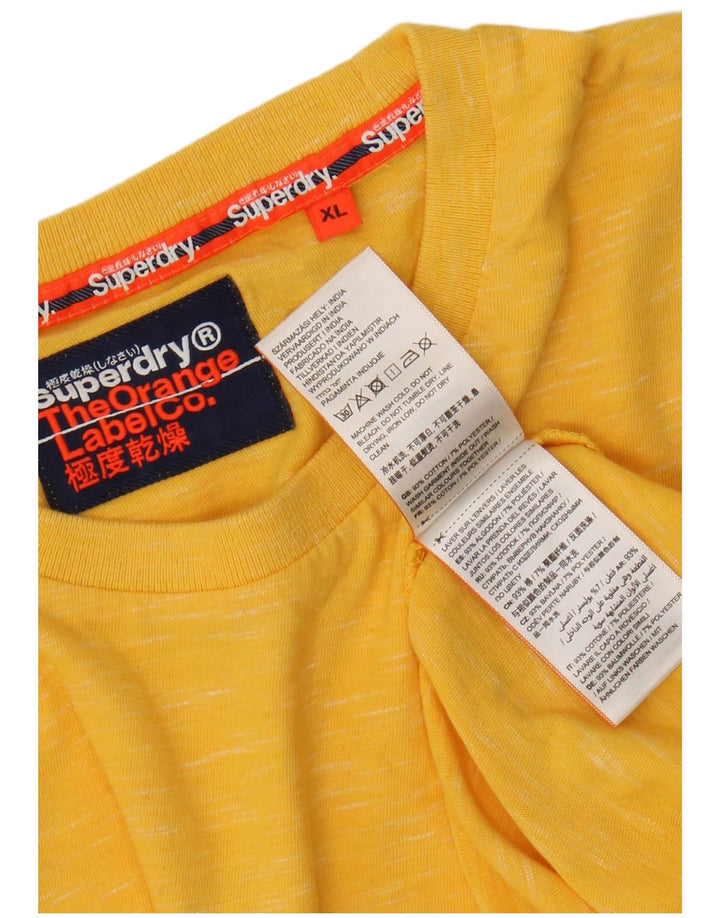 T-shirt da uomo SUPERDRY Top XL in cotone chiazzato giallo