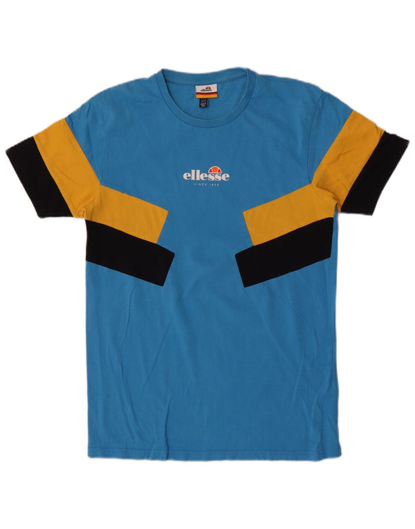 T-shirt grafica da uomo Ellesse Top Small in cotone color block blu