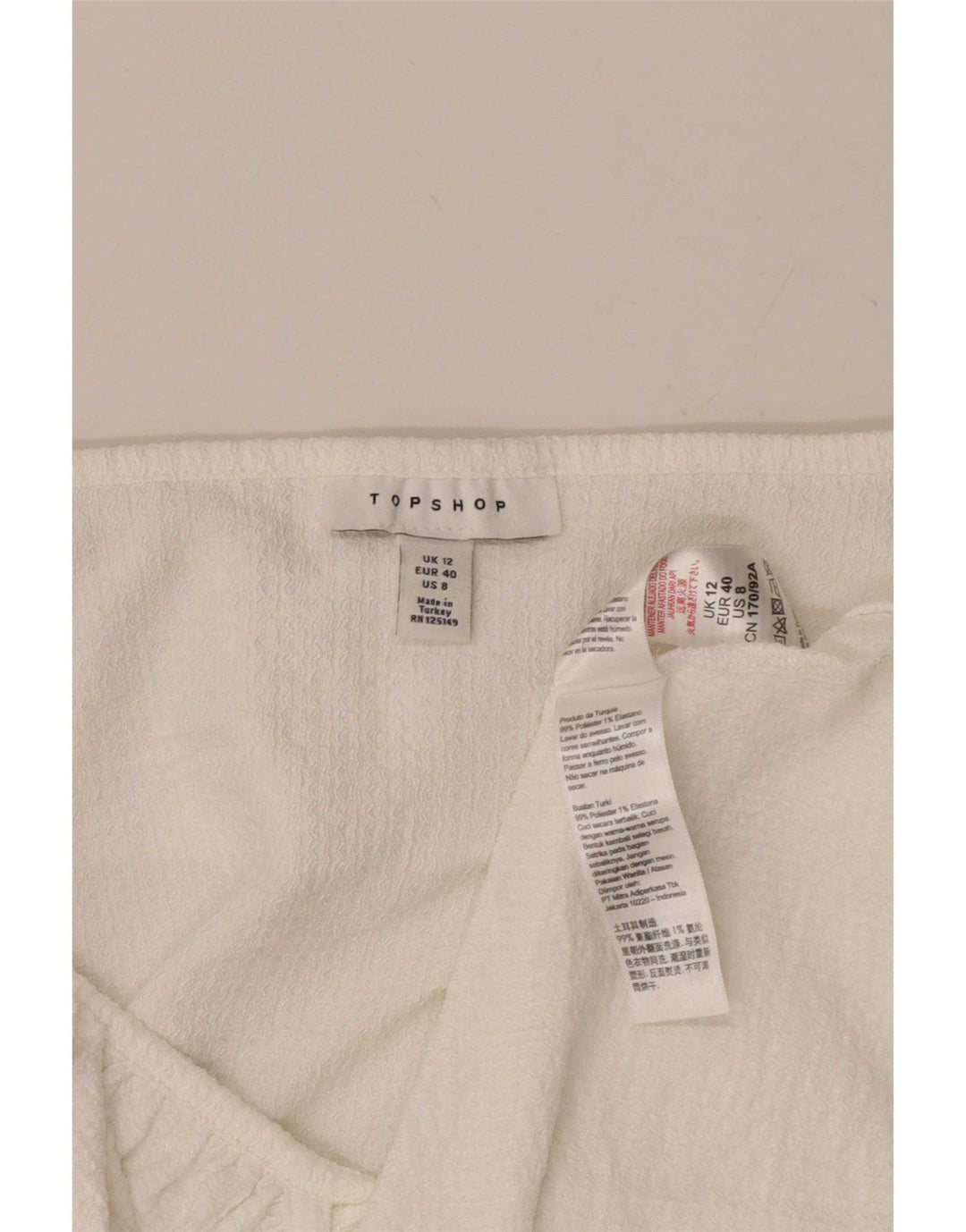 Abito a trapezio a maniche lunghe da donna Topshop UK 12 Poliestere bianco medio