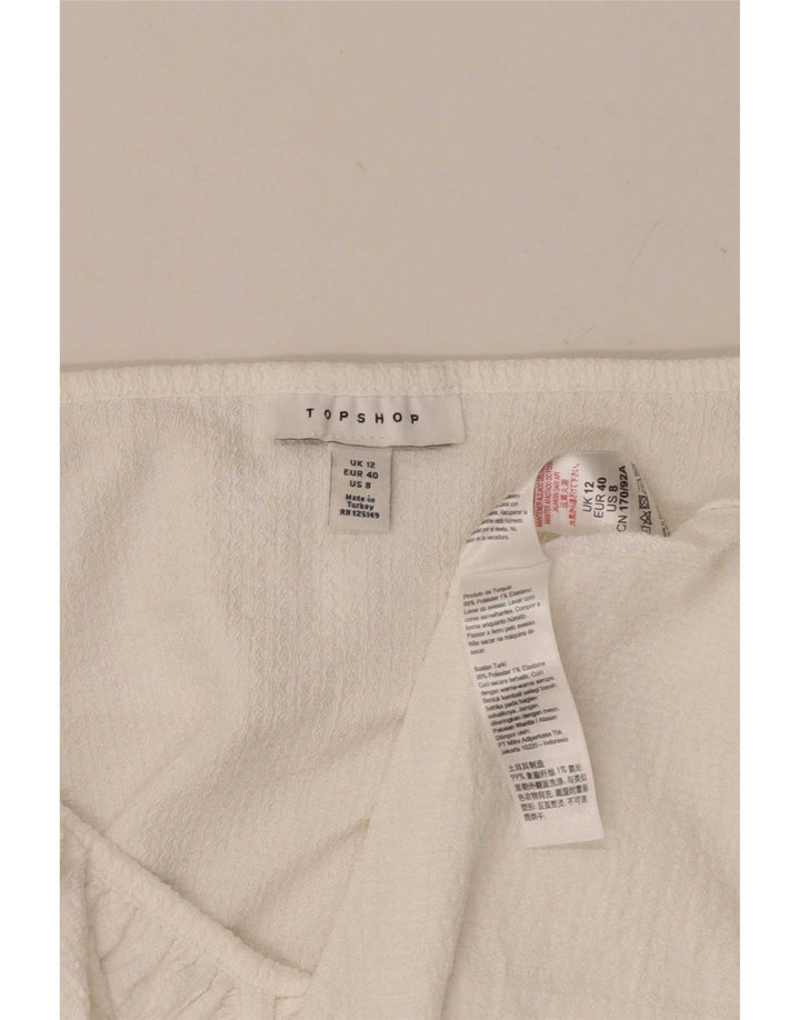 Abito a trapezio a maniche lunghe da donna Topshop UK 12 Poliestere bianco medio
