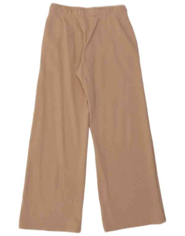 Nike Womens Wide Leg Tracksuit Trousers UK 10 Small Beige Cotton
