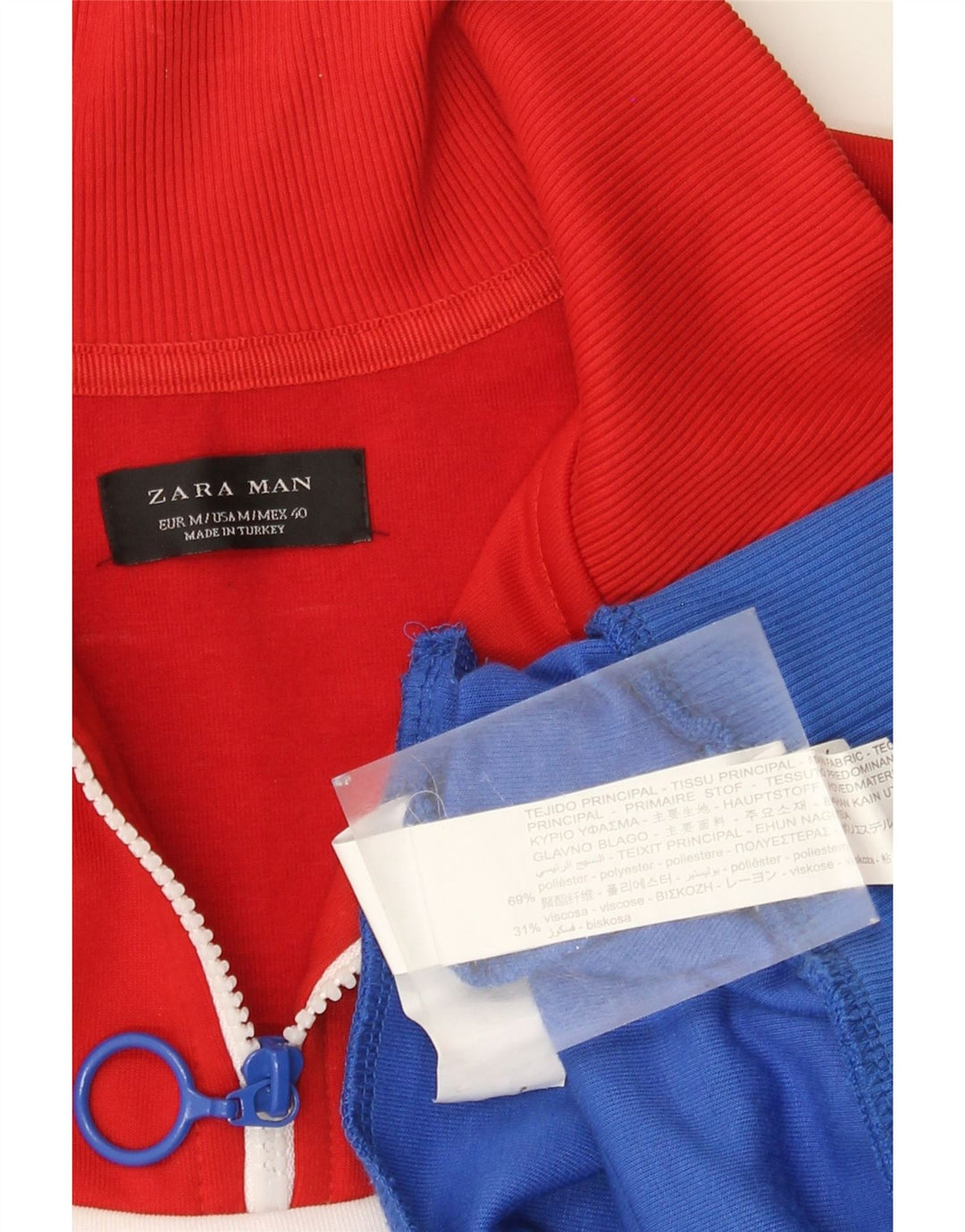 ZARA Felpa da Uomo con Zip e Collo Maglione Medio Multicolore Colorblock