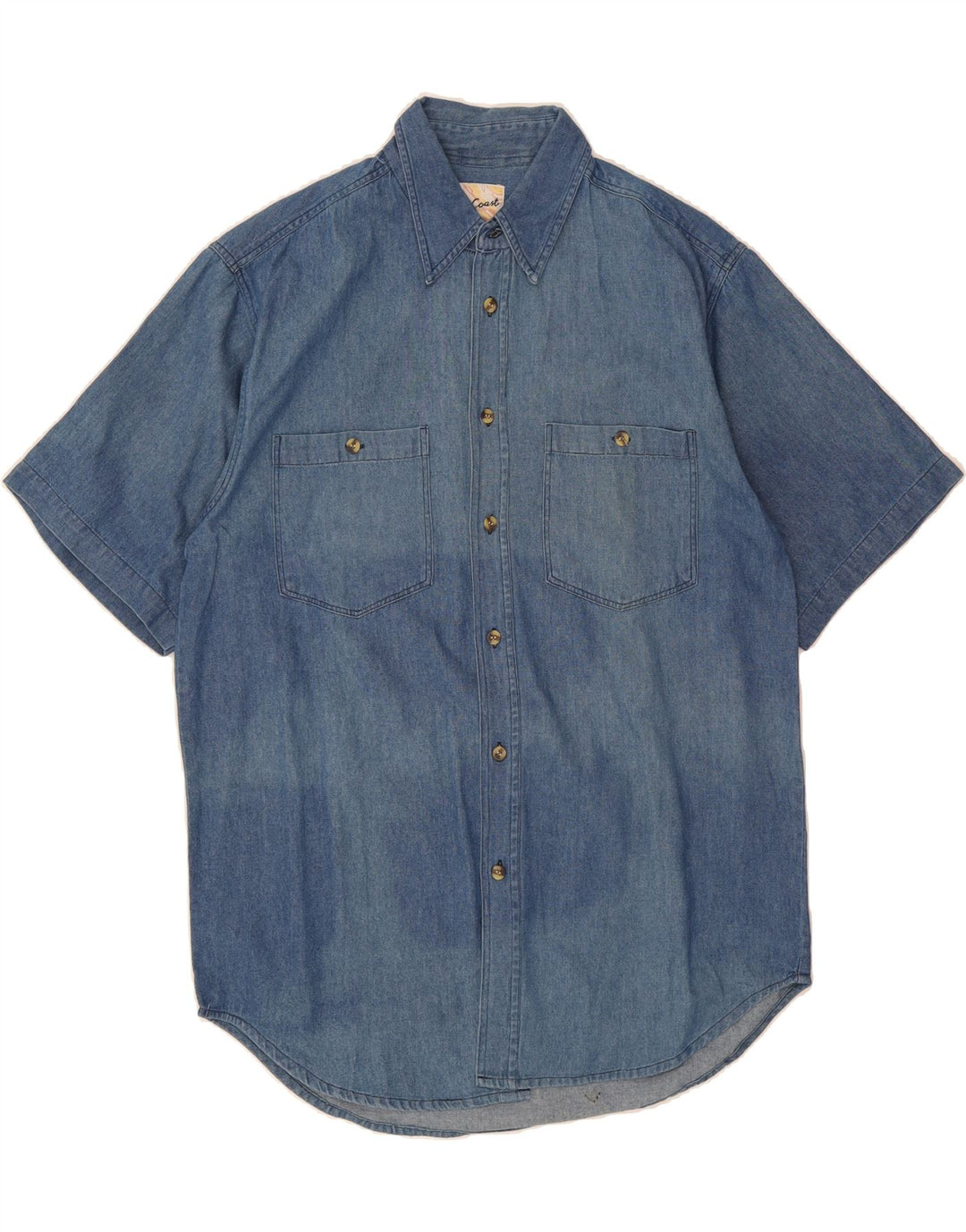EAST COAST Mens Short Sleeve Denim Shirt Size 39/40 Medium Blue Vintage East Coast and Second-Hand East Coast from Messina Hembry 