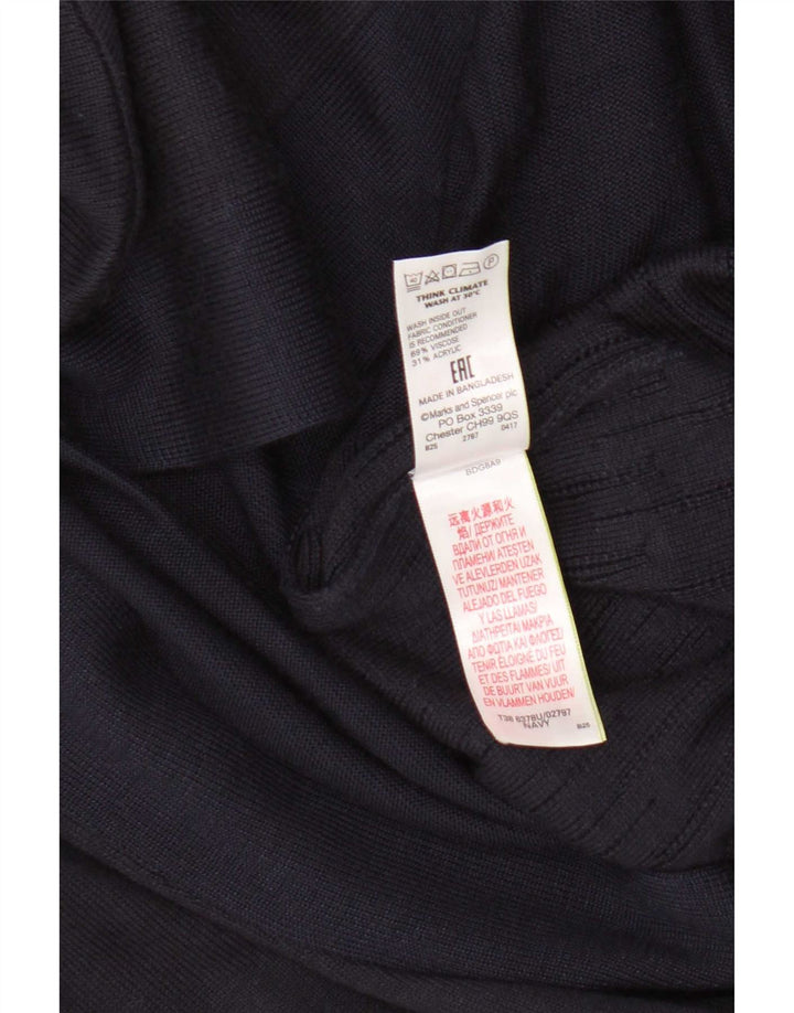 Maglione cardigan aperto da donna Marks & Spencer UK 8 piccolo in viscosa blu navy
