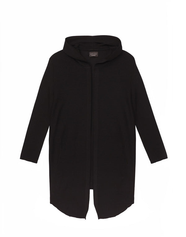 Maglione cardigan asimmetrico con cappuccio lungo da uomo Zara UK 14 medio nero