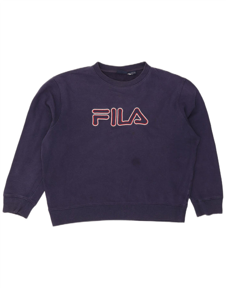 Felpa grafica da uomo Fila 2XL cotone blu navy